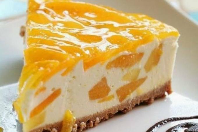 Persiku siera kūka bez cepšanas: recepte soli pa solim