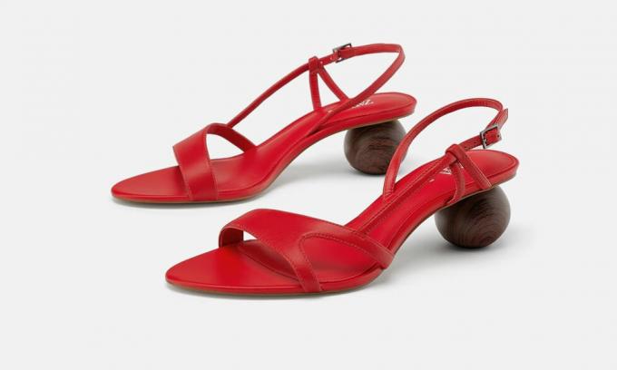 Ādas sandales ar apaļas papēži Mango, cena 4999 rubļu